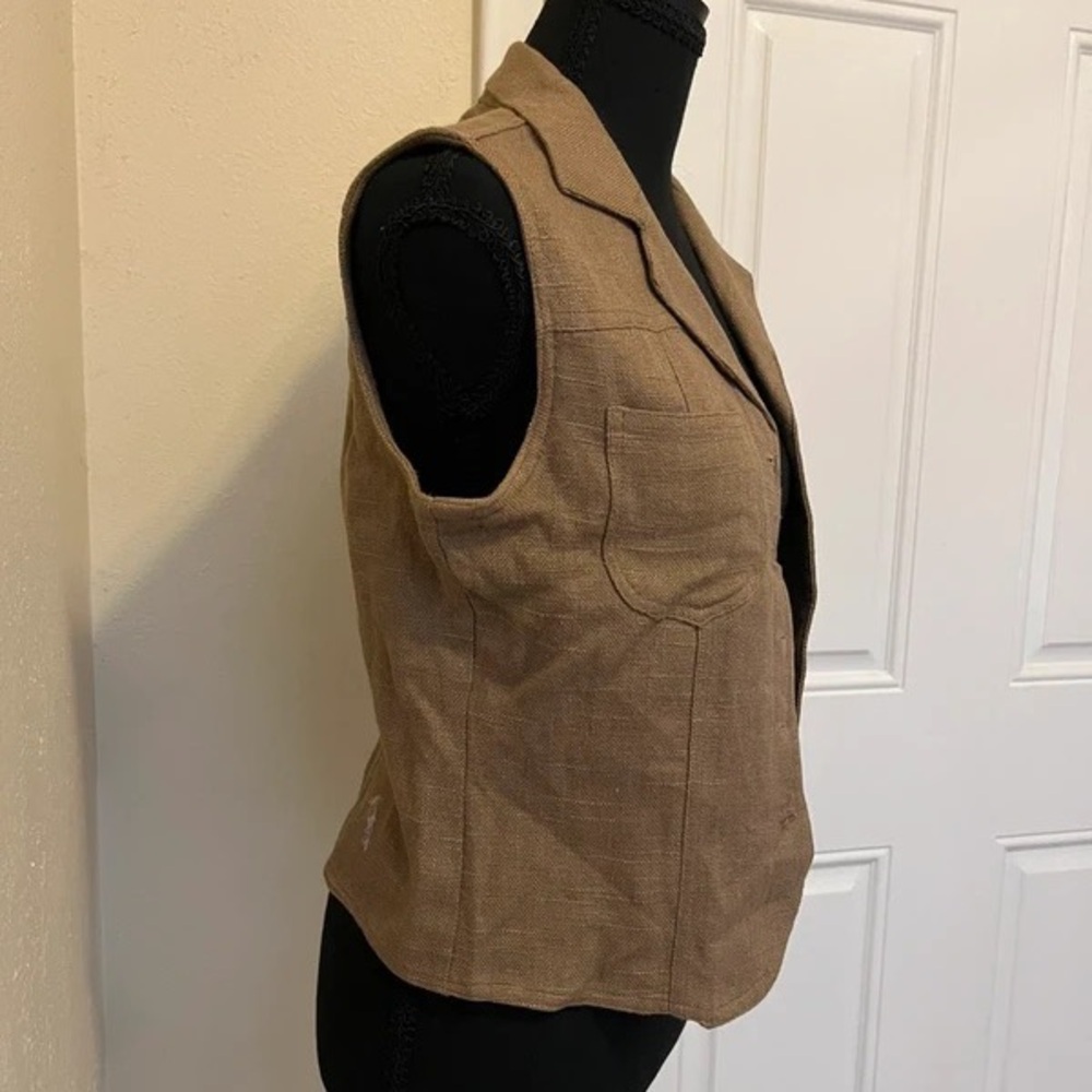 Coldwater Creek Sleeveless Button-Front Tan Vest - Picture 3 of 5